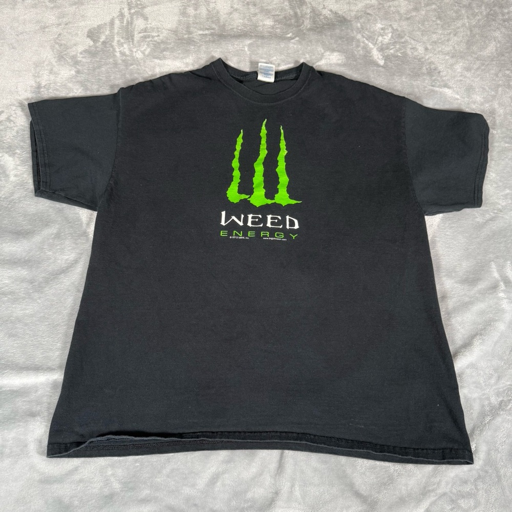 Monster Energy Parody T Shirt Mens XL Faded Black Y2K Style Grunge
